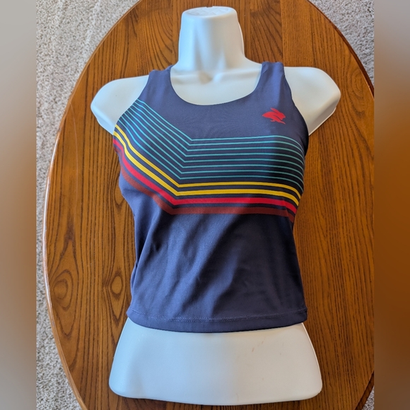 Rabbit Tops - Rabbit Navy/Stripe Athletic Crop Tank Top, Size XS
